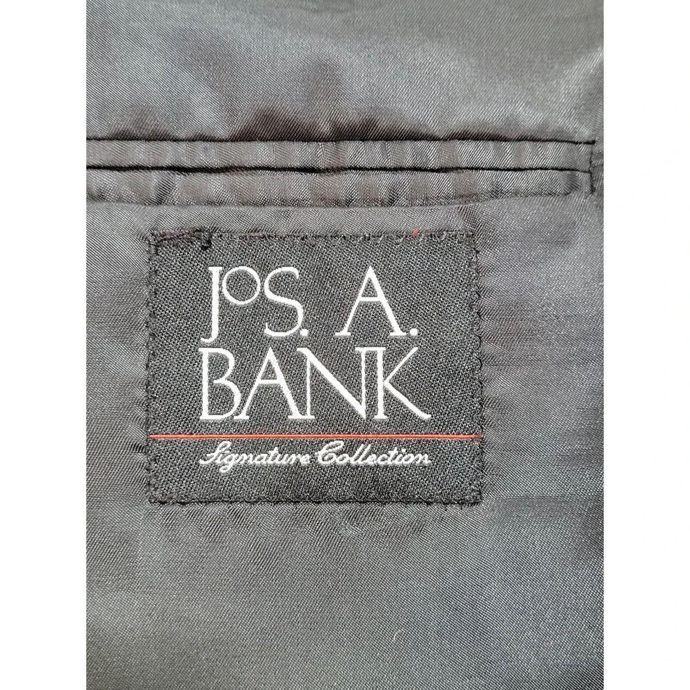 Jos. A. Bank Wool Blazer Mens 44R Signature Black Gold Crest Button Professional